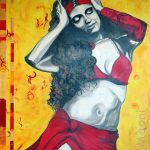 ALHAMBRA danseuse orientale peinture Acrylique sur Toile 80 x 100 cm ALHAMBRA - danseuse orientale extatique