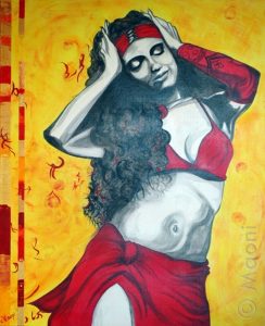 ALHAMBRA danseuse orientale peinture Acrylique sur Toile 80 x 100 cm ALHAMBRA - danseuse orientale extatique