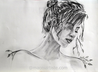 Maoni BERTILLE dessin jeune femme tête baissée