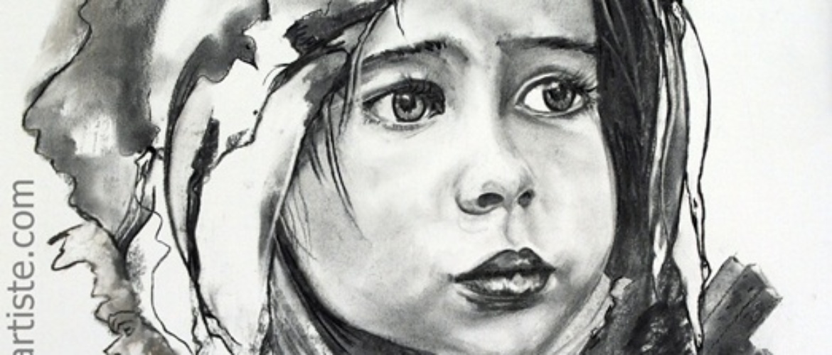 Enfant et ses personnages oniriques et fantasques regardant le monde des adultes avec interrogation et un quelque chose d'impalpable