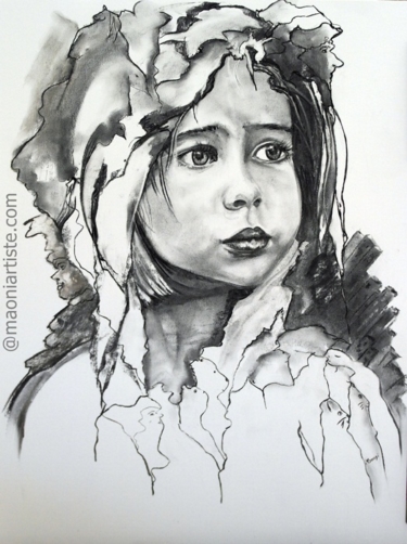 Enfant et ses personnages oniriques et fantasques regardant le monde des adultes avec interrogation et un quelque chose d&#039;impalpable