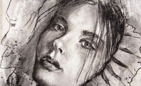 Portrait fusain style ancien : Les mystères d'Agora - 2015 - Maoni - Fusain