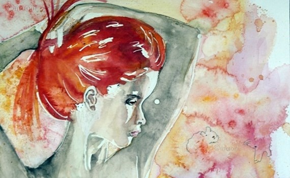 aquarelle nu feminin Les pensées de Martha Jeune femme rousse se relevant les cheveux TITRE : Les pensées de Martha ANNEE : 2016 TECHNIQUE : Aquarelle SUPPORT : Papier multitechniques CANSON 300gr - tons rouge-brun-