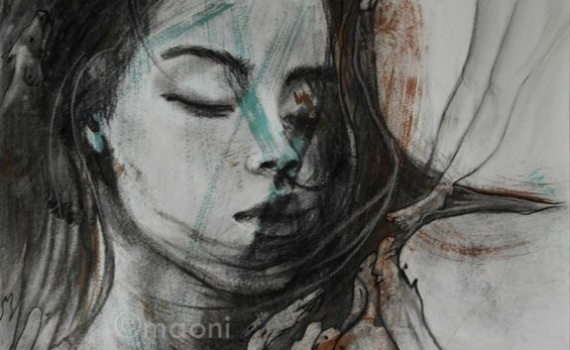 PORTRAIT POETIQUE AU FUSAIN NEVER ALONE MAONI 565x800