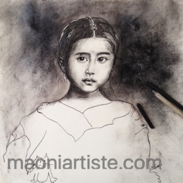 Portrait au fusain enfant