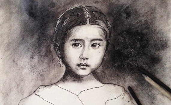 Portrait au fusain enfant