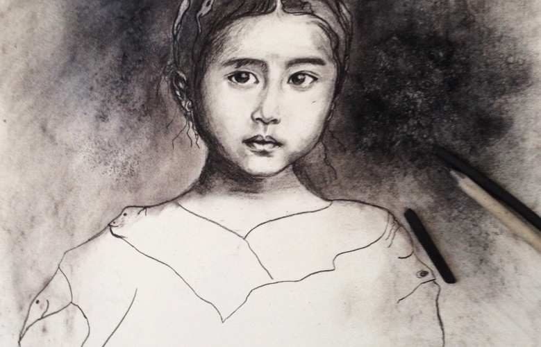 Portrait au fusain enfant