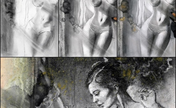 Réalisation pas à pas du fusain L'éclat d'ariane