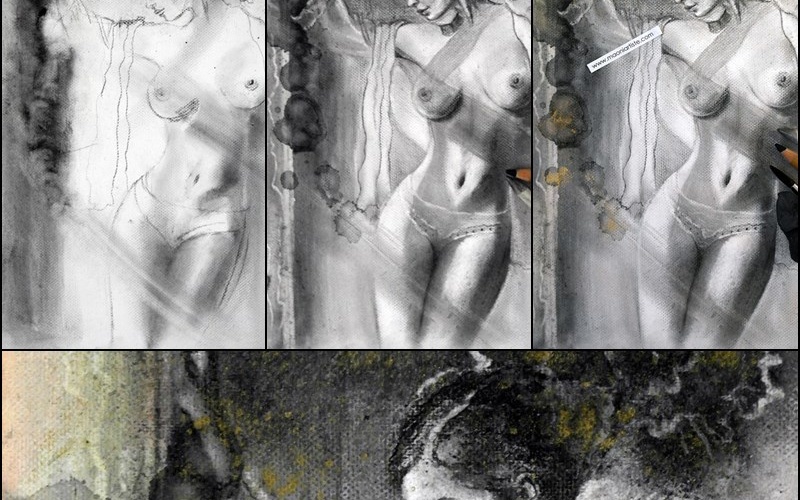 Réalisation pas à pas du fusain L'éclat d'ariane