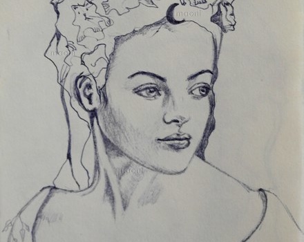 maddalena croquis portrait au stylo bille