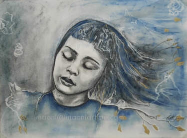 PORTRAIT POETIQUE BLEU AU FUSAIN