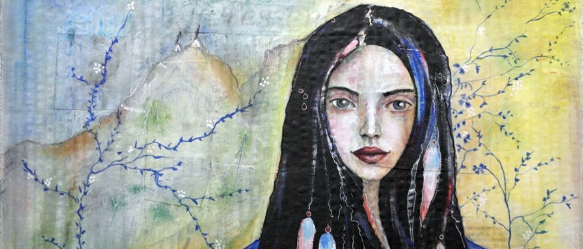 TECHNIQUES MIXTES PORTRAIT FEMME INDIENNE