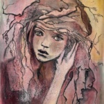 dessin portrait femme branchages