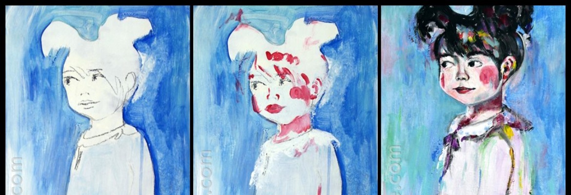 Peinture acrylique enfant joueuse