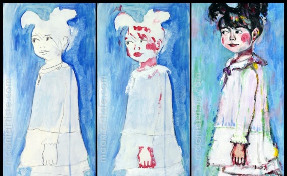 Peinture acrylique enfant joueuse