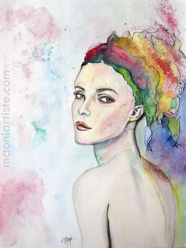 AQUARELLE PORTRAIT FÉMININ