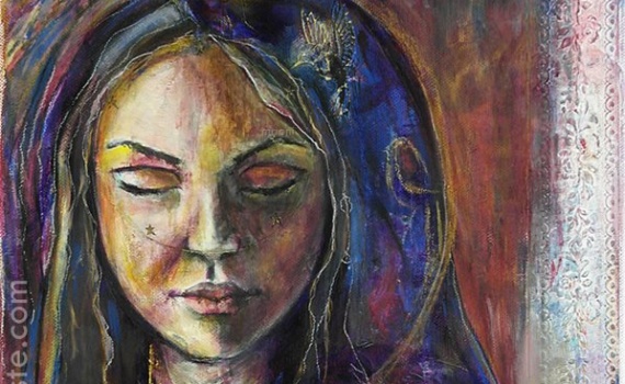 PEINTURE VIERGE AUX OISEAUX