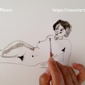 2017 07 NU ENCRE ET AQUARELLE 1 MAONI