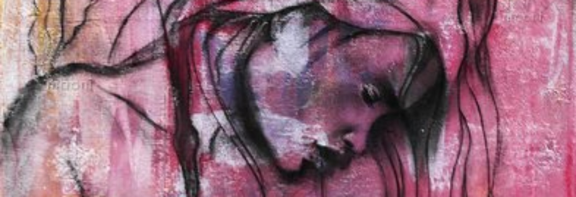 fusain femme nue et chevaux sauvages