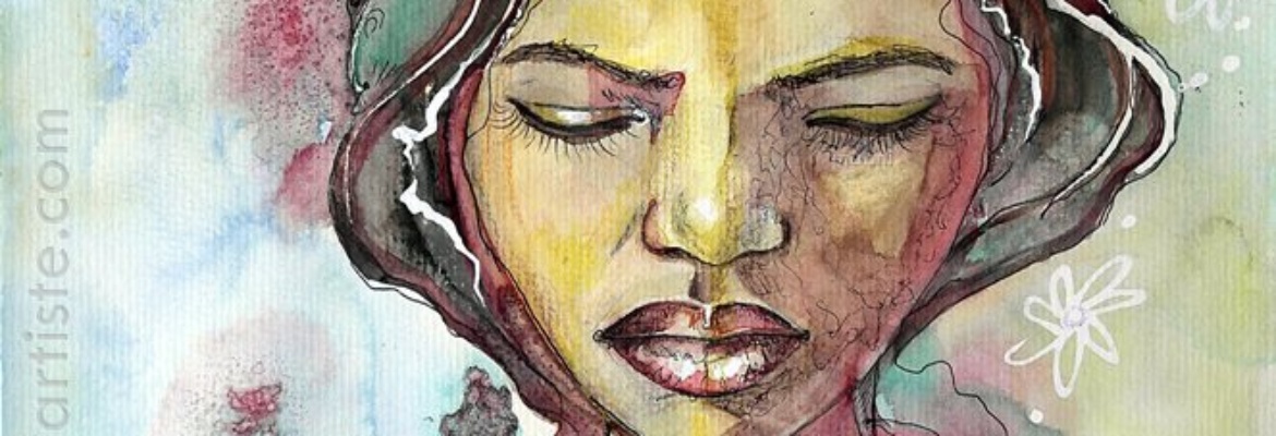 AQUARELLE PORTRAIT FEMME INDIENNE