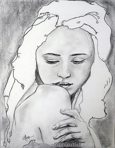 PORTRAIT FUSAIN JEUNE FEMME