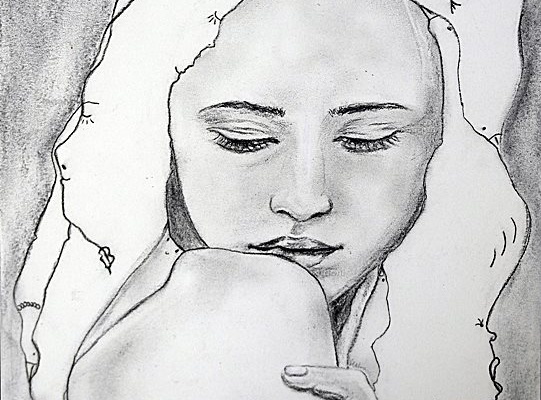 PORTRAIT FUSAIN JEUNE FEMME