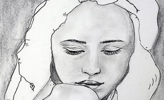 PORTRAIT FUSAIN JEUNE FEMME