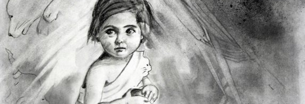 PORTRAIT FUSAIN ENFANT et ses PERSONNAGES