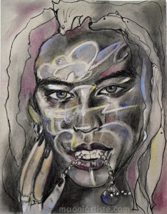 PORTRAIT FUSAIN FEMME SAUVAGE