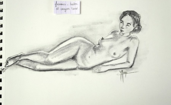 DEMO DESSIN NU FUSAIN BATON ET CRAYON HARD