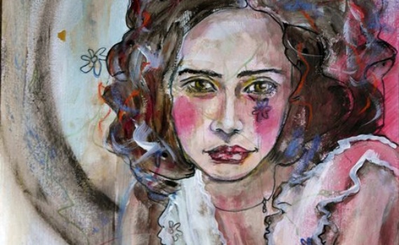 PORTRAIT ROMANTIQUE ET SENSUEL EN MIXED MEDIA