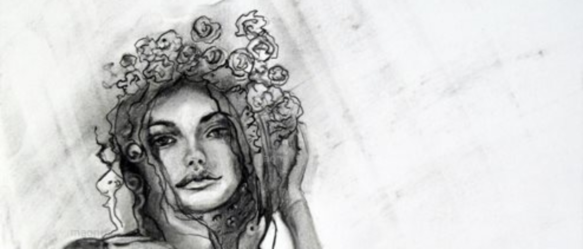 portrait fusain femme boheme