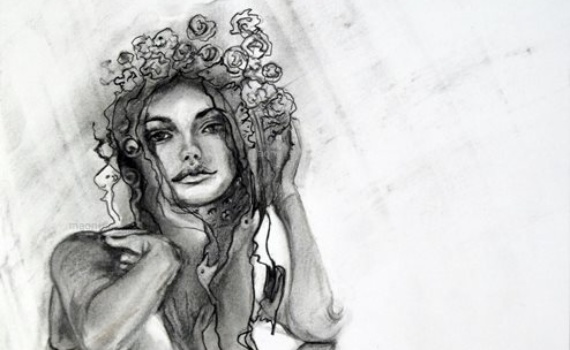 portrait fusain femme boheme