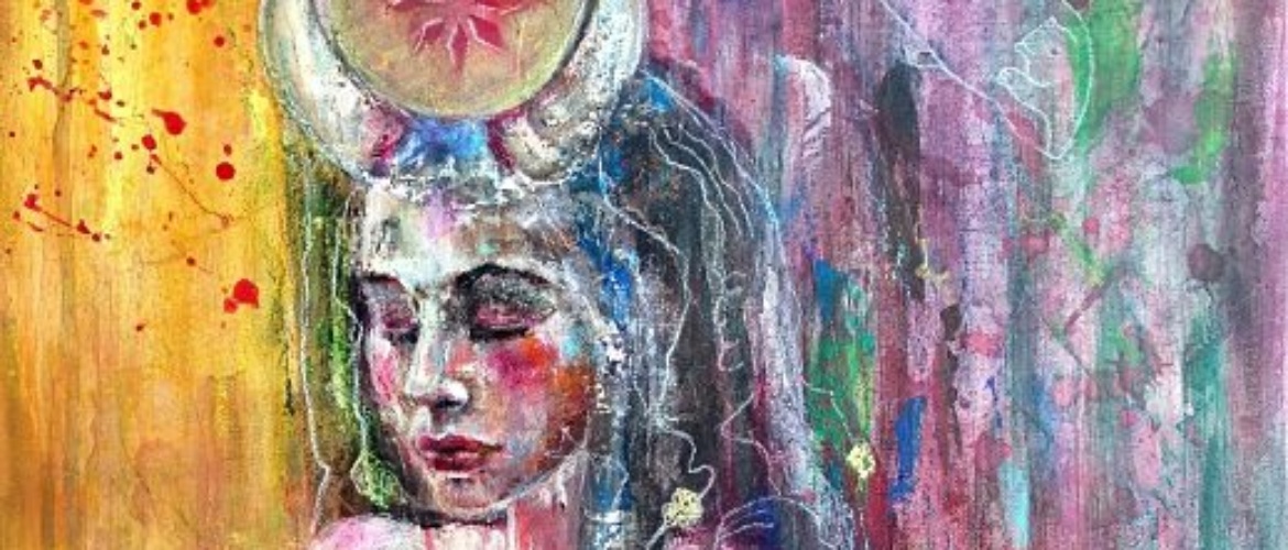 portrait peinture acrylique HATHOR la divine