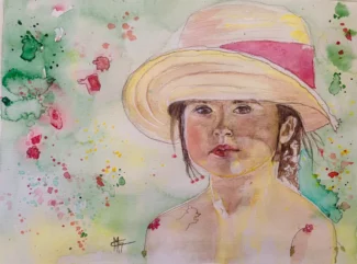 Aquarelle enfant radieuse