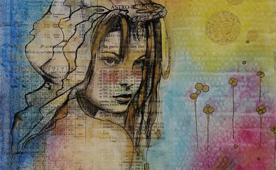 TECHNIQUES MIXTES PORTRAIT COLLAGES ET PEINTURES