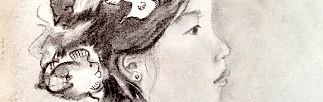 portrait graphite fusain jolie fillette asiatique