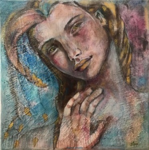 Zephira ( Maoni - 2017 - techniques mixtes peinture femme divine dimensions : 30cmx30cm support : toile /chassis
